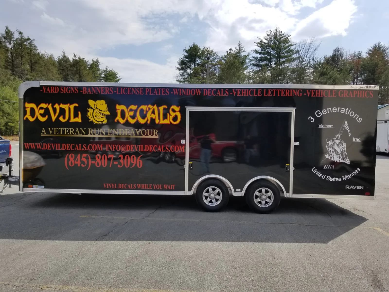 Devil Decals mobile shop trailer with branded exterior graphics