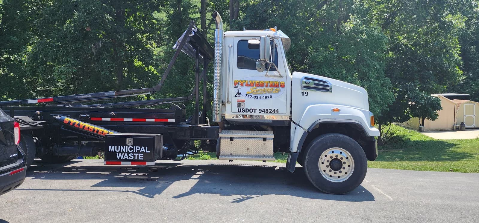 Commercial work truck with branded door lettering